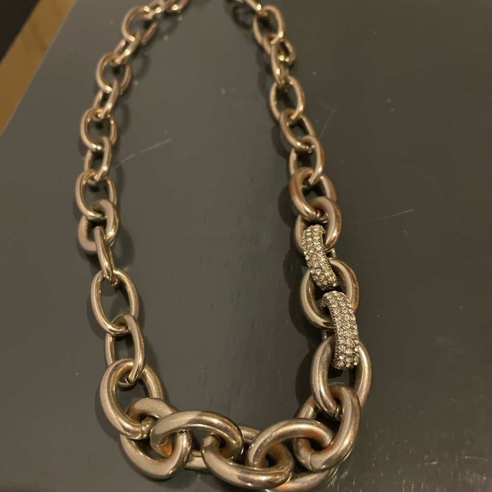 LOFT Gold Chain Necklace with Rhinestone Accent